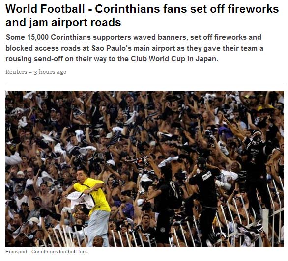Yahoo noticiando invasão do Corinthians