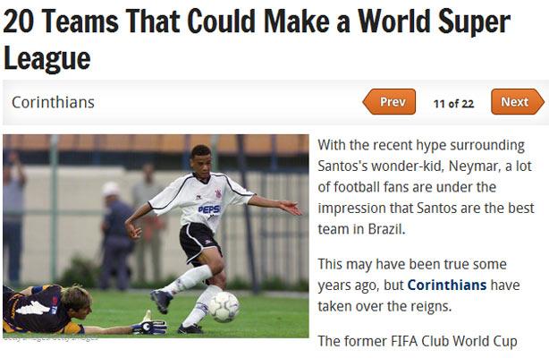 Corinthians no top 20 mundial