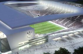 Perspectiva noturna do estádio do Corinthians