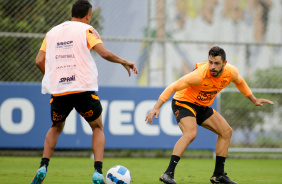 Cantillo e Giuliano no centro de treinamento do Corinthians