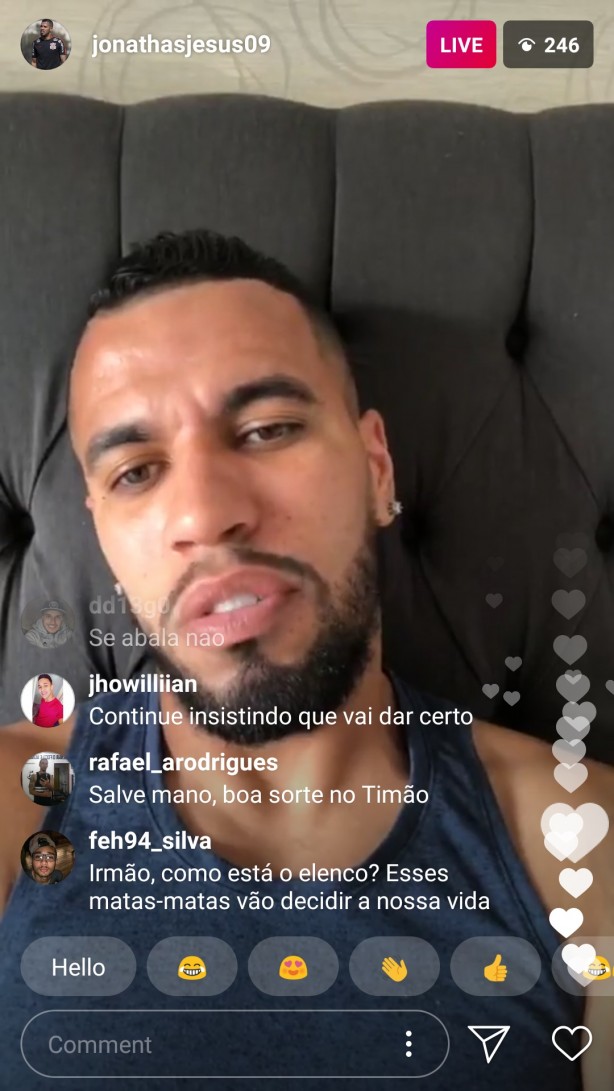 Live on Instagram, Jonathas asks paci