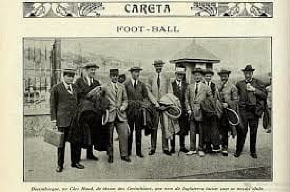 O time ingls Corinthian, inspirao para o nascimento do clube brasileiro, durante vinda ao Brasil em 1910