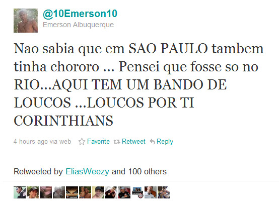 Emerson zuando com o São Paulo no twitter