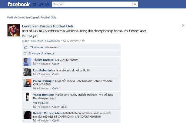 Facebook do Corinthian Casuals