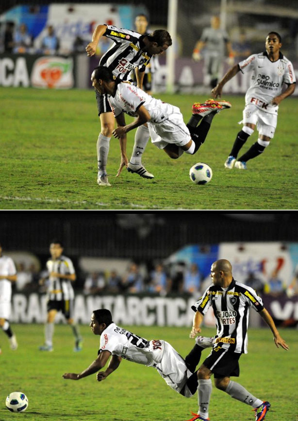 Jogadores do Corinthians brincam de jogar sem por os pés no chão