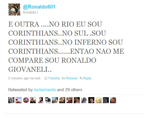 Twitter do goleiro Ronaldo