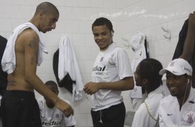 Campeonato Brasileiro de 2008, 1o. turno; Corinthians x Portuguesa; Na foto, o(s) jogador(es) Acosta e Dentinho(d) antes d a partida; estdio do Morumbi, zona sul de So Paulo