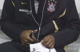 SP - CORINTHIANS/SP X SPORT/RECIFE- ESPORTES - Fabinho nos vestiários antes da primeira partida da decisão da Copa do Brasil 2008, realizada no estádio do Morumbi, nesta quarta-feira a noite
