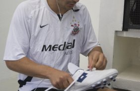 SP - CORINTHIANS/SP X ABC/RN- ESPORTES - nos vestirios antes da partida vlida pelo Campeonato Brasileiro da segunda diviso 2008, ltima partida do primeiro turno, realizada no estdio da Pacaembu, neste sbado a tarde