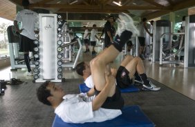 Durante o treino do Corinthians realizado esta manh no Spa Sport Resort, na cidade de Itu, interior de So Paulo, durante a pre-temporada de 2009; O time faz sua estreia no Campeonato Paulista no dia 22/01, contra o Barueri, no Pacaembu