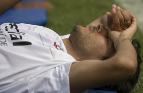 Durante o treino do Corinthians realizado esta manh no Spa Sport Resort, na cidade de Itu, interior de So Paulo, durante a pre-temporada de 2009; Amanha o time faz um amistoso no Pacaembu contra o Estudiantes de Buenos Aires e sua estreia no Campeonato Paulista ser no dia 22/01, contra o Barueri, tambem no Pacaembu