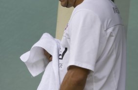 Durante o treino do Corinthians realizado esta manh no Spa Sport Resort, na cidade de Itu, interior de So Paulo, durante a pre-temporada de 2009; Amanha o time faz um amistoso no Pacaembu contra o Estudiantes de Buenos Aires e sua estreia no Campeonato Paulista ser no dia 22/01, contra o Barueri, tambem no Pacaembu