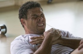 Durante o treino do Corinthians realizado esta manh no Spa Sport Resort, na cidade de Itu, interior de So Paulo, durante a pre-temporada de 2009; Amanha o time faz um amistoso no Pacaembu contra o Estudiantes de Buenos Aires e sua estreia no Campeonato Paulista ser no dia 22/01, contra o Barueri, tambem no Pacaembu