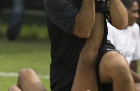 Durante o treino do Corinthians realizado esta manh no Spa Sport Resort, na cidade de Itu, interior de So Paulo, durante a pre-temporada de 2009; Amanha o time faz um amistoso no Pacaembu contra o Estudiantes de Buenos Aires e sua estreia no Campeonato Paulista ser no dia 22/01, contra o Barueri, tambem no Pacaembu