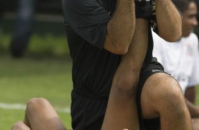Durante o treino do Corinthians realizado esta manh no Spa Sport Resort, na cidade de Itu, interior de So Paulo, durante a pre-temporada de 2009; Amanha o time faz um amistoso no Pacaembu contra o Estudiantes de Buenos Aires e sua estreia no Campeonato Paulista ser no dia 22/01, contra o Barueri, tambem no Pacaembu