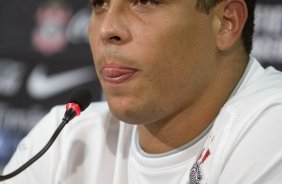 SP - ESPORTES - Entrevista coletiva de Ronaldo aps o treino do Corinthians realizado esta tarde no Parque So Jorge, zona leste de So Paulo. O time joga sbado, 07/02, pelo Campeonato Paulista, contra a Portuguesa,  tarde, no estdio do Pacaembu