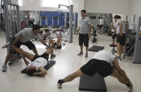 Durante o treino realizado esta manh em uma academia na cidade de Marilia. O time joga hoje, domingo, a noite, pelo Campeonato Paulista, contra o Marilia, no estdio Bento de Abreu, em Marilia