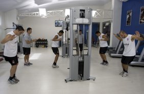 Durante o treino realizado esta manh em uma academia na cidade de Marilia. O time joga hoje, domingo, a noite, pelo Campeonato Paulista, contra o Marilia, no estdio Bento de Abreu, em Marilia