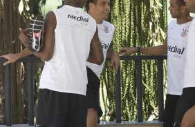 Felipe, de costas, Ronaldo, Cristian e Souza durante o alogamento realizado esta manh no Hotel Beira Rio em Itumbiara, interior de Goias. O time joga hoje a noite, quarta-feira, 04/03, pelo Copa do Brasil, contra o Itumbiara/GO, no estdio JK em Itumbiara/GO