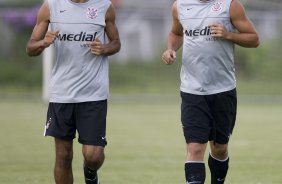 Durante o treino do Corinthians realizado esta tarde no Parque Ecolgico do Tiete, zona leste da cidade. O Corinthians joga amanh, quarta-feira, 10/03 a noite, pelo Campeonato Paulista 2009, contra o So Caetano, no estdio do Pacaembu