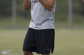 Durante o treino do Corinthians realizado esta tarde no Parque Ecolgico do Tiete, zona leste da cidade. O Corinthians joga amanh, quarta-feira, 10/03 a noite, pelo Campeonato Paulista 2009, contra o So Caetano, no estdio do Pacaembu
