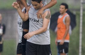 Durante o treino do Corinthians realizado esta tarde no Parque Ecolgico do Tiete, zona leste da cidade. O Corinthians joga amanh, quarta-feira, 10/03 a noite, pelo Campeonato Paulista 2009, contra o So Caetano, no estdio do Pacaembu