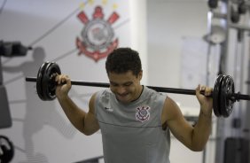 Durante o treino do Corinthians realizado esta tarde no Parque Ecolgico do Tiete, zona leste da cidade. O Corinthians joga domingo, 15/03 a tarde, pelo Campeonato Paulista 2009, contra o Santo Andr, no estdio do Bruno Jos Daniel