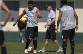 Durante o treino do Corinthians realizado esta manh no Spa Sport Resort, na cidade de Itu, interior de So Paulo. O Corinthians joga amanh domingo, 12/04 a tarde, pelo Campeonato Paulista 2009 o primeiro jogo da semi-final contra o So Paulo, no estdio do Pacaembu