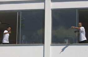Durante o treino do Corinthians realizado esta manh em uma academia na cidade de Campo Grande, como preparao para o jogo de domingo, 19/04, a tarde, no Morumbi, contra o So Paulo, jogo de volta vlido pelas semi-finais do Campeonato Paulista 2009