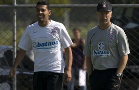 Durante o treino do Corinthians realizado esta manh, no Parque Ecolgico do Tiete, zona leste da cidade. O time joga amanh, domingo, 18/04 a tarde, pelo Campeonato Paulista 2009 o segundo jogo da semi-final contra o So Paulo, no estdio do Morumbi