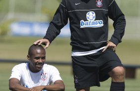 Durante o treino do Corinthians realizado esta manh, no Parque Ecolgico do Tiete, zona leste da cidade. O time joga amanh, domingo, 18/04 a tarde, pelo Campeonato Paulista 2009 o segundo jogo da semi-final contra o So Paulo, no estdio do Morumbi