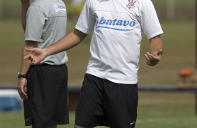 Durante o treino do Corinthians realizado esta manh, no Parque Ecolgico do Tiete, zona leste da cidade. O time joga amanh, domingo, 26/04 a tarde, o primeiro jogo da final do Campeonato Paulista 2009 contra o Santos, no estdio da Vila Belmiro, em Santos