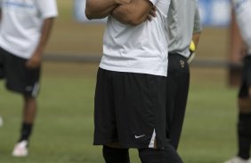 Durante o treino do Corinthians realizado esta manh, no Parque Ecolgico do Tiete, zona leste da cidade. O time joga amanh, domingo, 26/04 a tarde, o primeiro jogo da final do Campeonato Paulista 2009 contra o Santos, no estdio da Vila Belmiro, em Santos