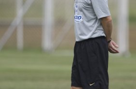 Durante o treino do Corinthians realizado esta manh, no Parque Ecolgico do Tiete, zona leste da cidade. O time joga amanh, domingo, 26/04 a tarde, o primeiro jogo da final do Campeonato Paulista 2009 contra o Santos, no estdio da Vila Belmiro, em Santos