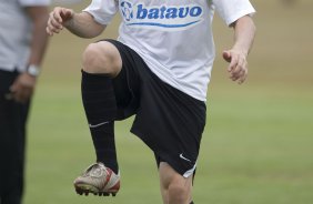 Durante o treino do Corinthians realizado esta manh, no Parque Ecolgico do Tiete, zona leste da cidade. O time joga amanh, domingo, 26/04 a tarde, o primeiro jogo da final do Campeonato Paulista 2009 contra o Santos, no estdio da Vila Belmiro, em Santos