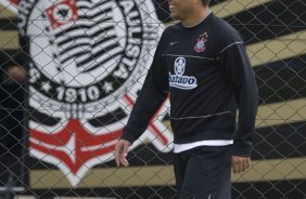 Durante o treino do Corinthians realizado esta manh, no Parque Ecolgico do Tiete, zona leste da cidade. O time joga amanh, domingo, 26/04 a tarde, o primeiro jogo da final do Campeonato Paulista 2009 contra o Santos, no estdio da Vila Belmiro, em Santos