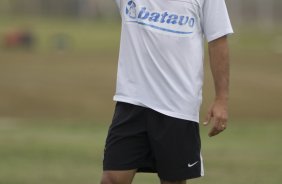 Durante o treino do Corinthians realizado esta manh, no Parque Ecolgico do Tiete, zona leste da cidade. O time joga amanh, domingo, 26/04 a tarde, o primeiro jogo da final do Campeonato Paulista 2009 contra o Santos, no estdio da Vila Belmiro, em Santos