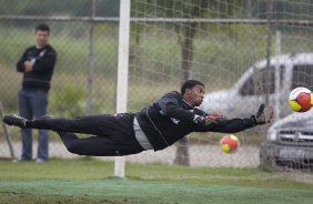 Durante o treino do Corinthians realizado esta manh, no Parque Ecolgico do Tiete, zona leste da cidade. O time joga amanh, domingo, 26/04 a tarde, o primeiro jogo da final do Campeonato Paulista 2009 contra o Santos, no estdio da Vila Belmiro, em Santos