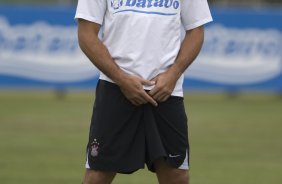 Durante o treino do Corinthians realizado esta manh, no Parque Ecolgico do Tiete, zona leste da cidade. O time joga amanh, domingo, 26/04 a tarde, o primeiro jogo da final do Campeonato Paulista 2009 contra o Santos, no estdio da Vila Belmiro, em Santos