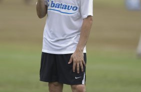 Durante o treino do Corinthians realizado esta manh, no Parque Ecolgico do Tiete, zona leste da cidade. O time joga amanh, domingo, 26/04 a tarde, o primeiro jogo da final do Campeonato Paulista 2009 contra o Santos, no estdio da Vila Belmiro, em Santos