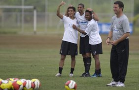 Durante o treino do Corinthians realizado esta manh, no Parque Ecolgico do Tiete, zona leste da cidade. O time joga amanh, domingo, 26/04 a tarde, o primeiro jogo da final do Campeonato Paulista 2009 contra o Santos, no estdio da Vila Belmiro, em Santos