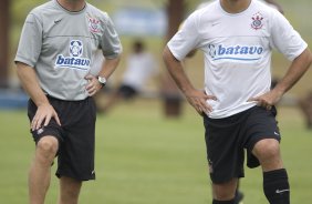 Durante o treino do Corinthians realizado esta manh, no Parque Ecolgico do Tiete, zona leste da cidade. O time joga amanh, domingo, 26/04 a tarde, o primeiro jogo da final do Campeonato Paulista 2009 contra o Santos, no estdio da Vila Belmiro, em Santos