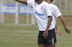 Durante o treino do Corinthians realizado esta manh, no Parque Ecolgico do Tiete, zona leste da cidade. O time joga amanh, domingo, 26/04 a tarde, o primeiro jogo da final do Campeonato Paulista 2009 contra o Santos, no estdio da Vila Belmiro, em Santos