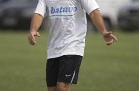 Durante o treino do Corinthians realizado esta manh, no Parque Ecolgico do Tiete, zona leste da cidade. O time joga amanh, domingo, 26/04 a tarde, o primeiro jogo da final do Campeonato Paulista 2009 contra o Santos, no estdio da Vila Belmiro, em Santos