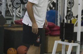 Durante o treino do Corinthians realizado na sala de musculacao esta tarde em General Severiano, sede do Botafogo, no Rio de Janeiro. O prximo jogo ser contra o Fluminense no Maracan, quarta-feira, 20/05 a noite, no jogo de volta das quartas de final da Copa do Brasil 2009