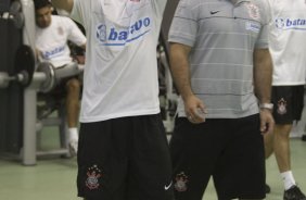 Durante o treino do Corinthians realizado na sala de musculacao esta tarde em General Severiano, sede do Botafogo, no Rio de Janeiro. O prximo jogo ser contra o Fluminense no Maracan, quarta-feira, 20/05 a noite, no jogo de volta das quartas de final da Copa do Brasil 2009