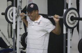 Durante o treino do Corinthians realizado na sala de musculacao esta tarde em General Severiano, sede do Botafogo, no Rio de Janeiro. O prximo jogo ser contra o Fluminense no Maracan, quarta-feira, 20/05 a noite, no jogo de volta das quartas de final da Copa do Brasil 2009