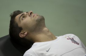 Durante o treino do Corinthians realizado na sala de musculacao esta tarde em General Severiano, sede do Botafogo, no Rio de Janeiro. O prximo jogo ser contra o Fluminense no Maracan, quarta-feira, 20/05 a noite, no jogo de volta das quartas de final da Copa do Brasil 2009