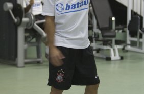 Durante o treino do Corinthians realizado na sala de musculacao esta tarde em General Severiano, sede do Botafogo, no Rio de Janeiro. O prximo jogo ser contra o Fluminense no Maracan, quarta-feira, 20/05 a noite, no jogo de volta das quartas de final da Copa do Brasil 2009