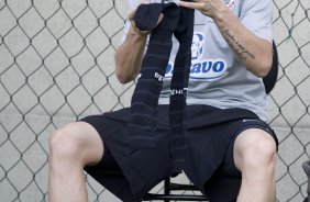 Durante o treino do Corinthians realizado na esta tarde em General Severiano, sede do Botafogo, no Rio de Janeiro. O prximo jogo ser contra o Fluminense no Maracan, amanh, quarta-feira, 20/05 a noite, no jogo de volta das quartas de final da Copa do Brasil 2009